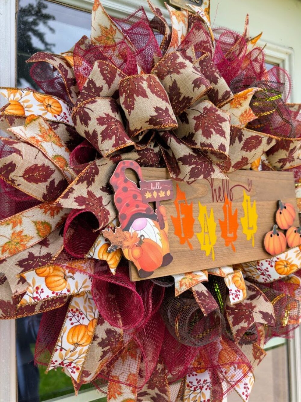 Fall Gnome Pumpkin "Hello" Wreath Thanksgiving Decor - Picture 3 of 3